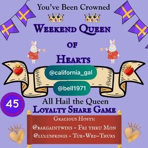 OUR WEEKEND QUEENS ARE HERE!
PLEASE RAIN SHARES AND PLAY
OFTEN TO BE A QUEEN 💜⚜️